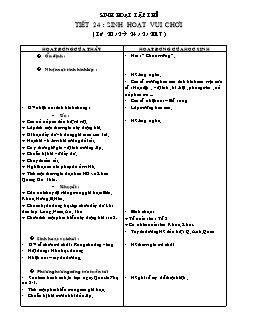 Giáo án lớp 4 tuần 24 môn Sinh hoạt tập thể - Tiết 24: Sinh hoạt vui chơi