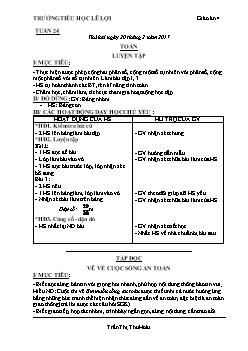 Giáo án Lớp 4 Tuần 24 - Trần Thị Thu Hoài - Trường Tiểu học Lê Lợi