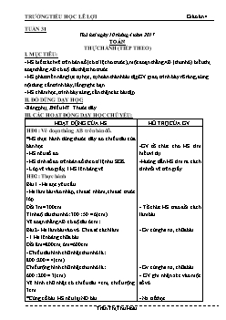 Giáo án Lớp 4 Tuần 31 - Trần Thị Thu Hoài - Trường Tiểu học Lê Lợi