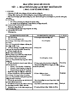 Giáo án lớp 4 tuần 4 môn Hoạt động ngoài giờ lên lớp - Tiết 4: Hoạt động làm sạch đẹp trường lớp