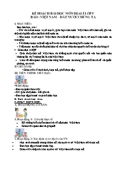 Giáo án lớp 5 môn Địa lý - Bài 1: Việt Nam – Đất nước chúng ta