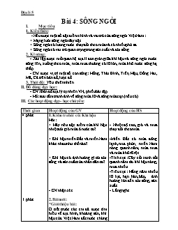 Giáo án lớp 5 môn Địa lý - Bài 4: Sông ngòi