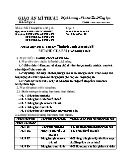 Giáo án môn Mĩ thuật lớp 2 - Bài 1, bài 2