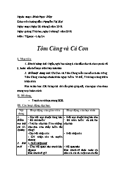 Giáo án môn Tập đọc lớp 2 năm 2018 - Tiết: Tôm càng và cá con