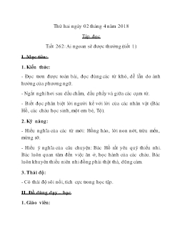 Giáo án môn Tập đọc lớp 2 - Tiết 262: Ai ngoan sẽ được thưởng