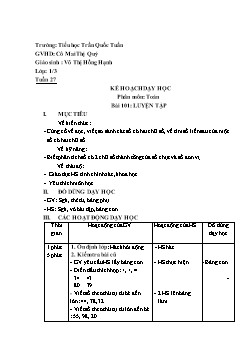 Giáo án môn Toán học lớp 1 - Bài 101: Luyện tập