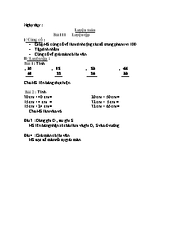 Giáo án môn Toán học lớp 1 - Bài 111: Luyện tập