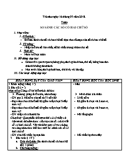 Giáo án môn Toán học lớp 1 - Tiết: So sánh các số có hai chữ số