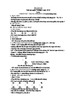 Giáo án môn Toán học lớp 1 - Tuần 30