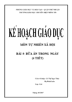 Giáo án môn Tự nhiên xã hội lớp 1 - Bài 9: Bữa ăn trong ngày