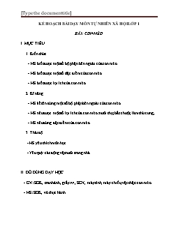 Giáo án môn Tự nhiên xã hội lớp 1 - Bài: Con mèo