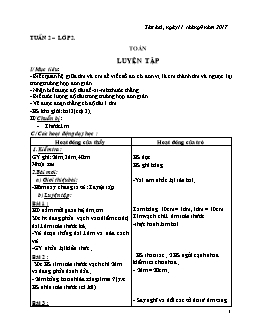 Giáo án Toán 2 tuần 2: Luyện tập