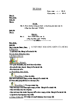 Giáo án tổng hợp lớp 1 - Tuần 10 năm học 2018