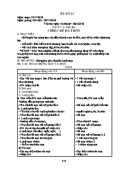 Giáo án tổng hợp Lớp 2 Tuần 31