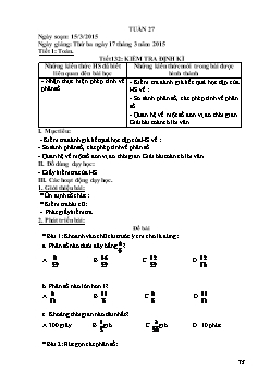 Giáo án Tuần 27 Khối lớp 4