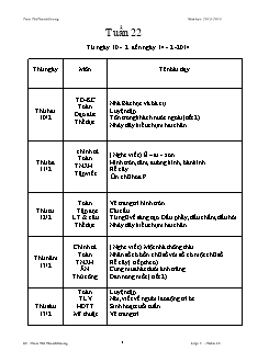 Kế hoach bài dạy lớp 3 - Trần Thị Thanh Sương - Tuần 22