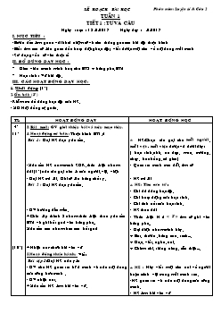 Kế hoạch bài học - Phân môn: Luyện từ và câu 2 - Tuần 1 đến tuần 18