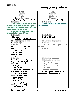 Kế hoạch bài học Tuần 18 - Lớp 1 và 2