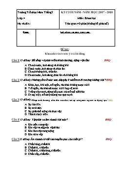 Kiểm tra cuối năm môn: Khoa học 4