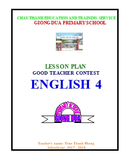 Lesson plan good teacher contest English 4