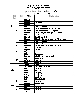 Lịch báo giảng tuần 32 - Lớp 2 năm 2015