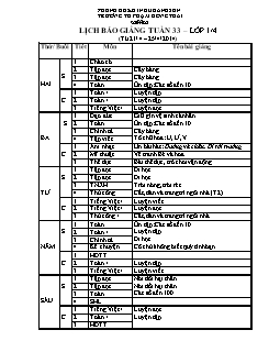 Lịch báo giảng tuần 33 – Lớp 1 năm 2014