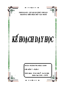 Mẫu bìa: Kế hoạch dạy học tuần 1