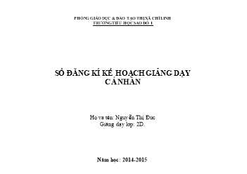 Mẫu Sổ đăng kí kế hoạch giảng dạy cá nhân