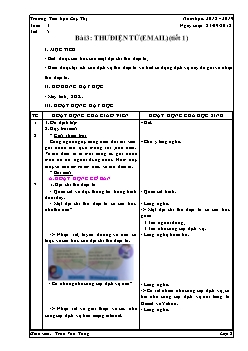 Giáo án lớp 5 môn Tin học - Bài 3: Thư điện tử (email) - Trường tiểu học Cây Thị