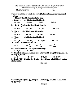 Đề thi khảo sát định kỳ lần 2 năm học 2018 - 2019 môn thi: Toán lớp 5