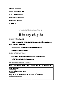 Giáo án Chính tả 3 ( Nhớ - Viết) - Tiết 42: Bàn tay cô giáo