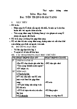 Giáo án Đạo đức 3: Tôn trọng đám tang