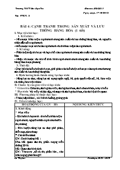 Giáo án Giáo dục công dân 11 Bài 4: Cạnh tranh trong sản xuất và lưu thông hàng hóa (1 tiết)