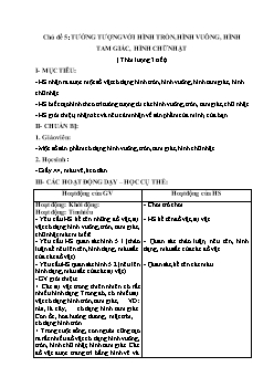 Giáo án lớp 2 - Chủ đề 5: Tưởng tượng với hình tròn, hình vuông, hình tam giác, hình chữ nhật