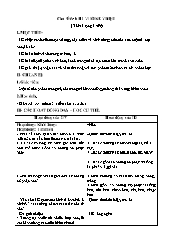 Giáo án lớp 2 - Chủ đề 6: Khu vườn kỳ diệu