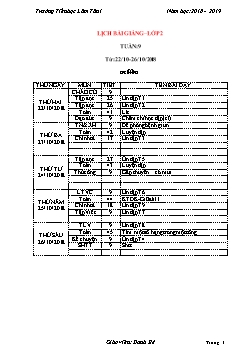 Giáo án Lớp 2 Tuần 9 đến 12 - Trường Tiểu học Lâm Tân 1