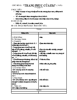 Giáo án lớp 3 - Chủ đề 12: Trang phục của em