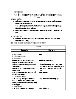 Giáo án lớp 3 - Chủ đề 13: Câu chuyện em yêu thích