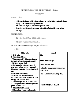 Giáo án lớp 3 - Chủ đề 3: Con vật thân thuộc