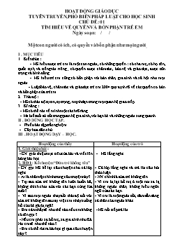 Giáo án lớp 5 - Chủ đề: 01 tìm hiểu về quyền và bổn phận trẻ em