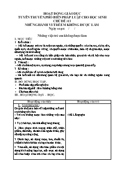 Giáo án lớp 5 - Chủ đề: 03 Những hành vi trẻ em không được làm