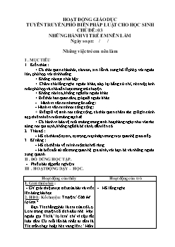Giáo án lớp 5 - Chủ đề: 03 Những hành vi trẻ em nên làm