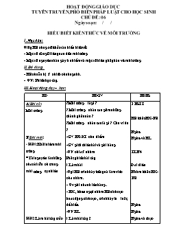 Giáo án lớp 5 - Hiểu biết kiến thức về môi trường