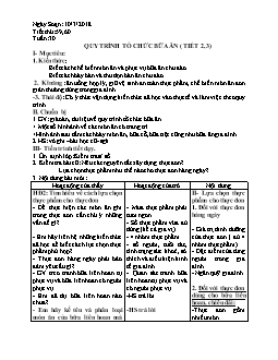 Giáo án môn Công nghệ lớp 6 - Quy trình tổ chức bữa ăn