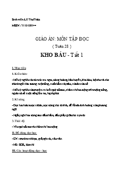 Giáo án Tập đọc 2 ( tuần 28 ): Kho báu - Tiết 1