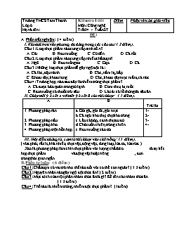 Kiểm tra 1 tiết Môn: Công nghệ 7 (Tiết 54)