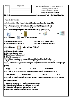 Phiếu kiểm tra cuối học kì I môn: Tin học - Lớp 3,4