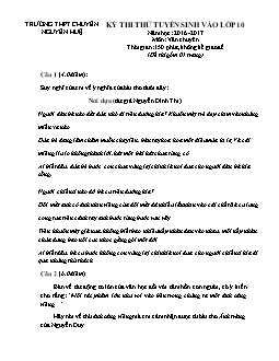 Bộ đề thi thử vào lớp 10 môn Ngữ văn - Đề số 1