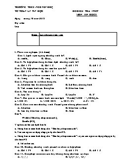 Đề kiểm tra 1 tiết môn: Tin học 8 - Trường THCS Nguyễn Huệ