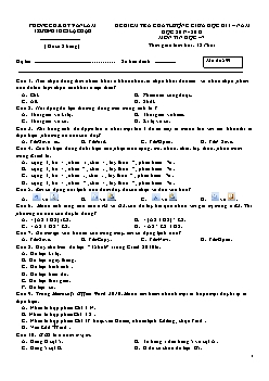 Đề kiểm tra chất lượng giữa học kì I – Năm học 2017 - 2018 môn Tin học 7 - Mã đề 599